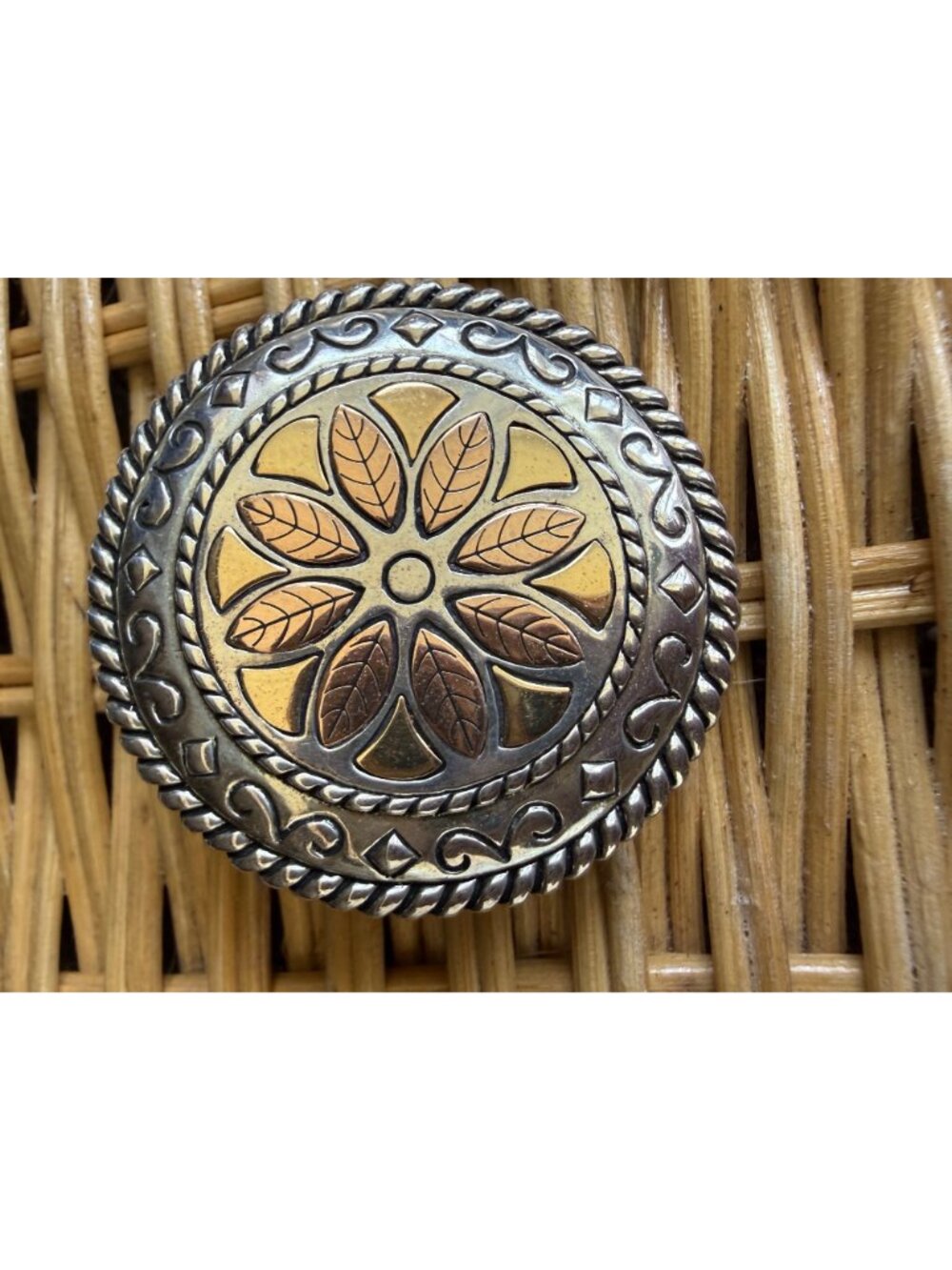 Vintage 90's Carolyn Pollack Relios Southwestern Medallion Pendant 14K Sterling - Picture 4 of 12